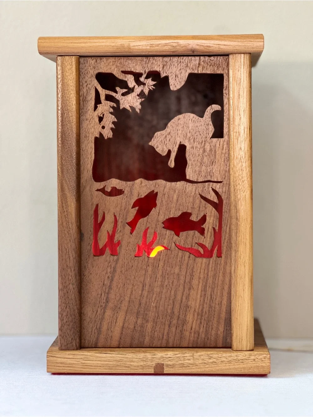 Vintage Handmade Wooden Silhouette Light Box Night Lamp Interchangeable Slats